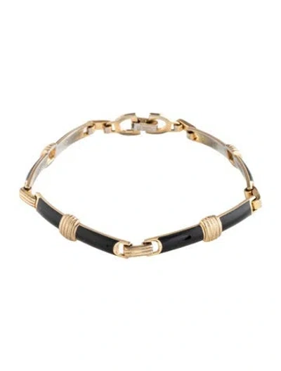 Pre-owned Dior Vintage Resin Link Bracelet, 7.5" In Black