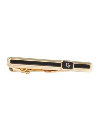 Pre-owned Dior Vintage Resin Logo Tie Clip In Black