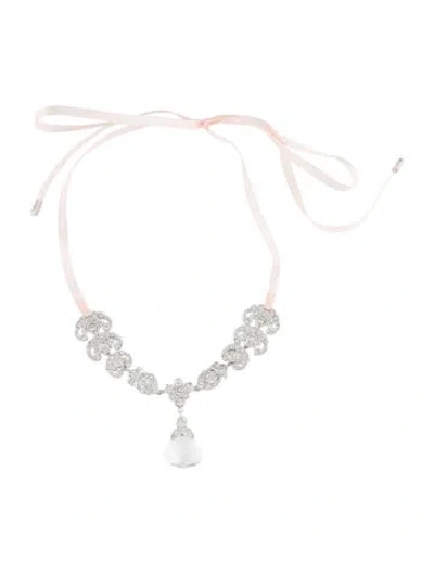 Pre-owned Dior Vintage Ribbon & Crystal Choker, 36", 36" In Pink