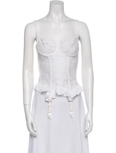 Pre-owned Dior Vintage Ruffle Embellishment Pajamas In White