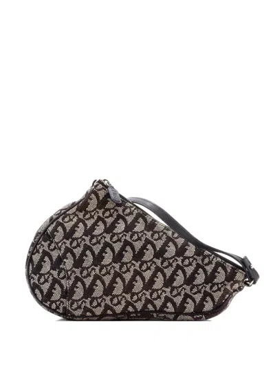 Pre-owned Dior Vintage Saddle Bag Issimo Canvas Mini Clutch Bag In Black