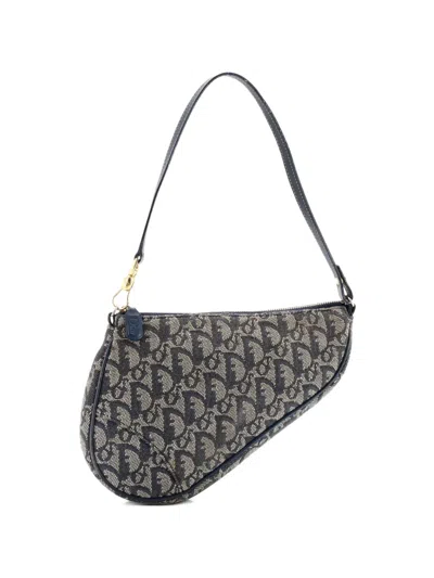 Pre-owned Dior Vintage Saddle Bag Issimo Denim Mini Shoulder Bag In Blue