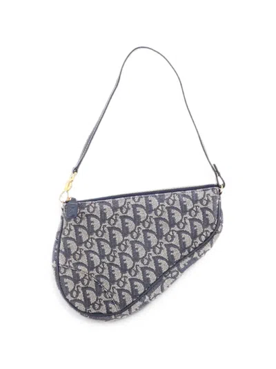 Pre-owned Dior Vintage Saddle Bag Issimo Denim Mini Shoulder Bag In Blue