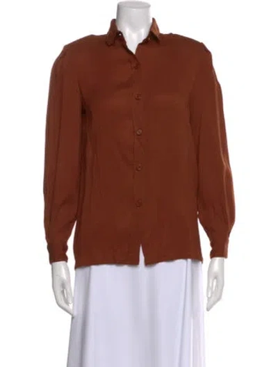 Pre-owned Dior Vintage Silk Button-up Top In Brown