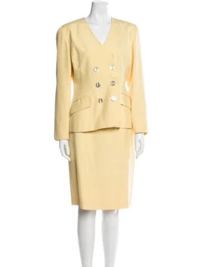 Pre-owned Dior Vintage Silk Skirt Suit In Yellow