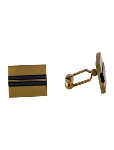 Pre-owned Dior Vintage Square Cufflinks In Black