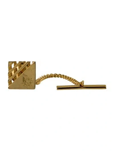 Pre-owned Dior Vintage Square Tie Pin W/ Chain In Multi