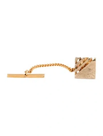 Pre-owned Dior Vintage Square Tie Pin W/ Chain In Multi