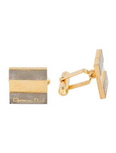 Pre-owned Dior Vintage Square Two-tone Cufflinks In Multi