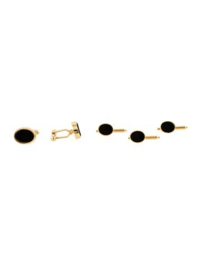 Pre-owned Dior Vintage Stone Cufflinks & Shirt Stud Dress Set In Black