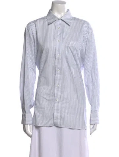 Pre-owned Dior Vintage Striped Button-up Top In Gray