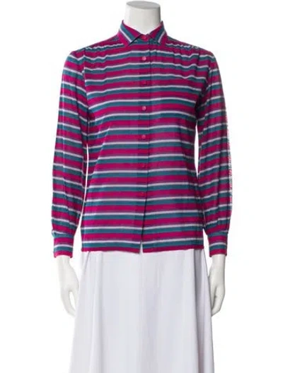 Pre-owned Dior Vintage Striped Button-up Top In Pink