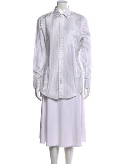 Pre-owned Dior Vintage Striped Button-up Top In White