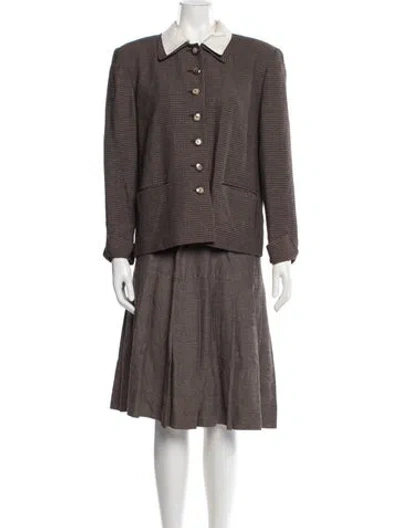 Pre-owned Dior Vintage Striped Skirt Set In Brown