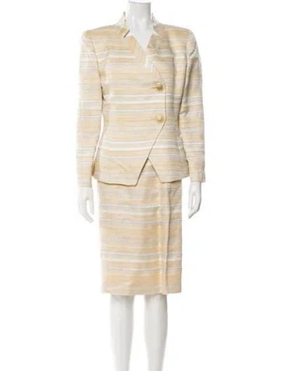 Pre-owned Dior Vintage Striped Skirt Suit In Gold