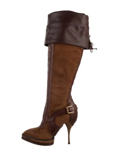 Pre-owned Dior Vintage Suede Boots In Brown