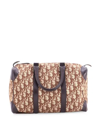 Pre-owned Dior Vintage Trotter Boston Bag Issimo Canvas Medium Handbag In Brown