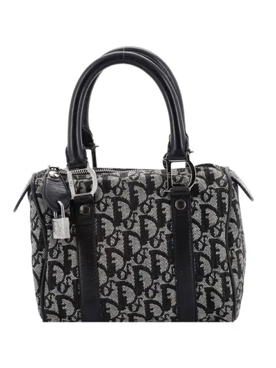 Pre-owned Dior Vintage Trotter Boston Bag Issimo Canvas Mini Satchel In Black