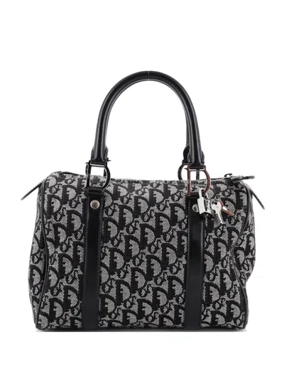 Pre-owned Dior Vintage Trotter Boston Bag Issimo Canvas Small Satchel In Black