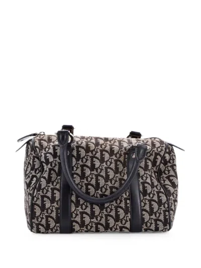 Pre-owned Dior Vintage Trotter Boston Bag Issimo Canvas Small Satchel In Black