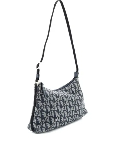 Pre-owned Dior Vintage Trotter Pochette Shoulder Bag Issimo Canvas Small Hobo Bag In Blue