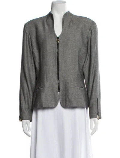 Pre-owned Dior Vintage Tweed Pattern Blazer In Gray