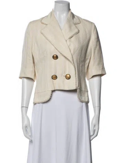 Pre-owned Dior Vintage Tweed Pattern Blazer In White
