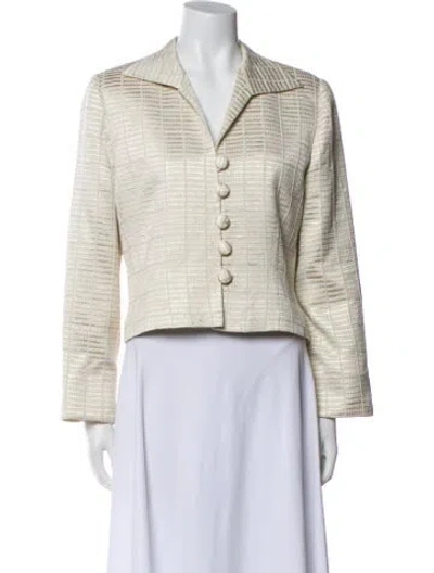 Pre-owned Dior Vintage Tweed Pattern Blazer In White