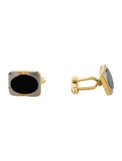 Pre-owned Dior Vintage Two-tone Cufflinks In Black