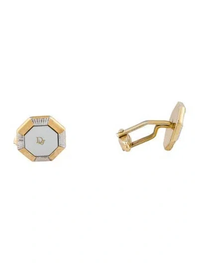 Pre-owned Dior Vintage Two-tone Enamel Octagonal Cufflinks In Multi