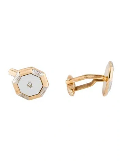 Pre-owned Dior Vintage Two-tone Logo Cufflinks In Multi