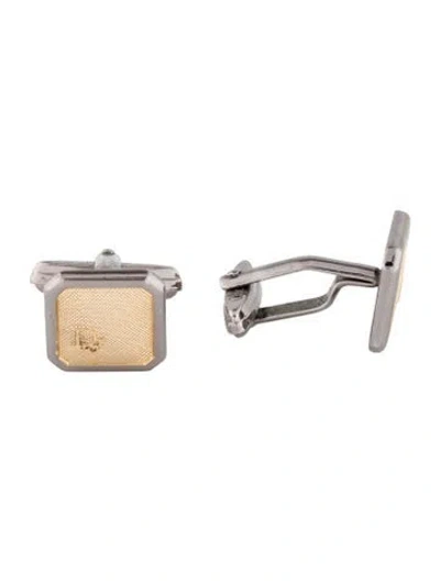 Pre-owned Dior Vintage Two-tone Logo Cufflinks In Multi