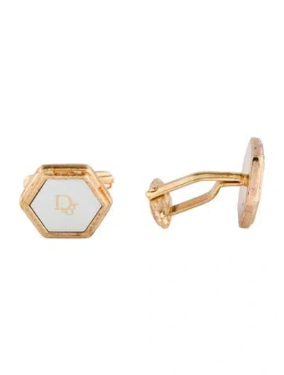 Pre-owned Dior Vintage Two-tone Logo Cufflinks In Multi