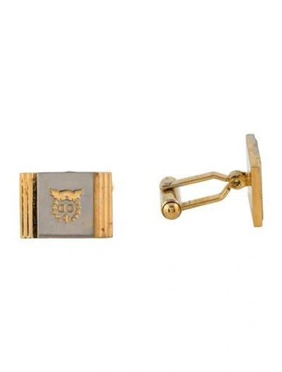 Pre-owned Dior Vintage Two-tone Logo Cufflinks In Multi