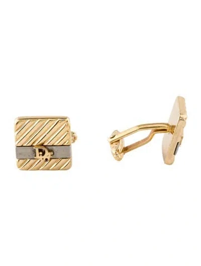 Pre-owned Dior Vintage Two-tone Logo Cufflinks In Multi
