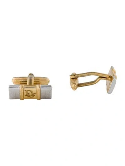 Pre-owned Dior Vintage Two-tone Logo Cufflinks In Multi