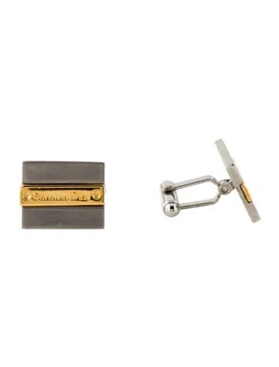 Pre-owned Dior Vintage Two-tone Logo Cufflinks In Multi