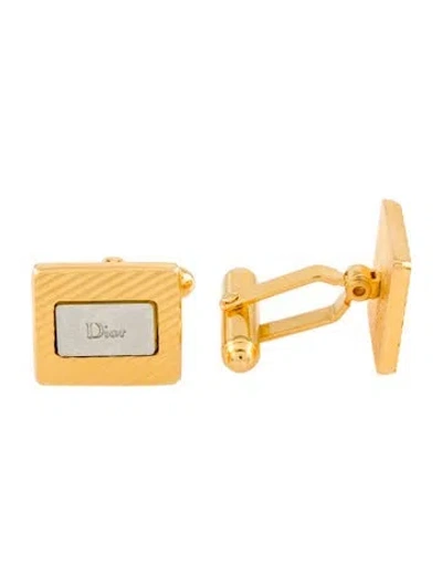 Pre-owned Dior Vintage Two-tone Logo Cufflinks In Multi