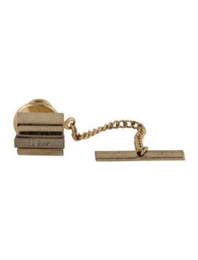 Pre-owned Dior Vintage Two-tone Logo Tie Pin In Multi