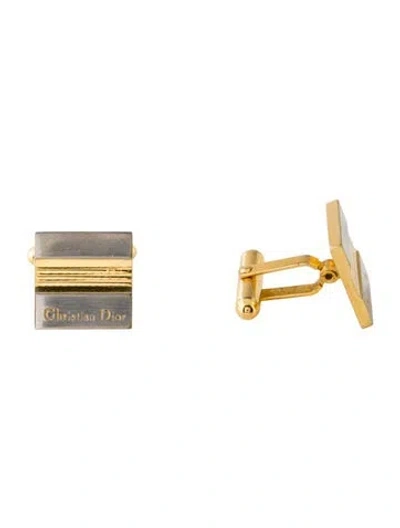 Pre-owned Dior Vintage Two-tone Square Cufflinks In Multi
