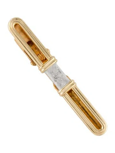 Pre-owned Dior Vintage Two-tone Textured Logo Tie Clip In Multi
