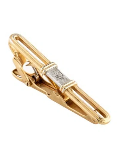 Pre-owned Dior Vintage Two-tone Textured Logo Tie Clip In Multicolor