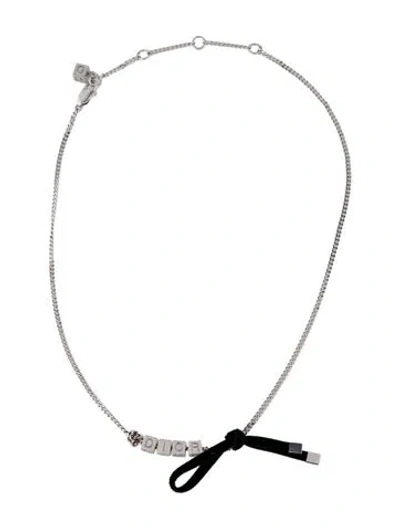 Pre-owned Dior Vintage Velvet Logo Necklace, 16.5" In Black