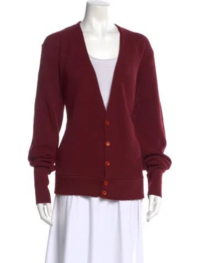 Pre-owned Dior Vintage V-neck Sweater In Burgundy