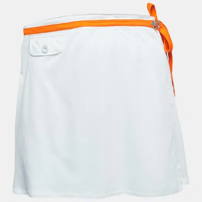 Pre-owned Dior Vintage White Knit Contrast Detail Wrap Mini Skirt S