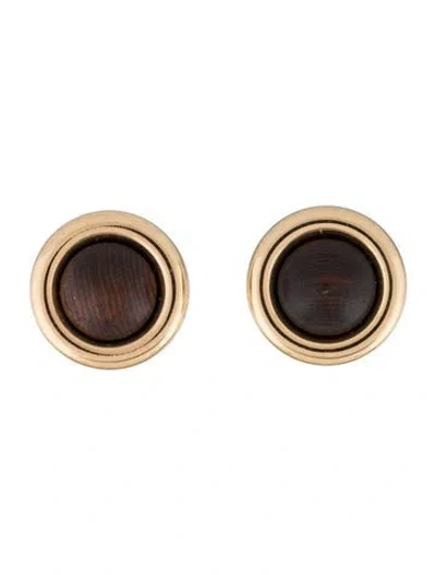 Pre-owned Dior Vintage Wood Clip-on Earrings In Multicolor