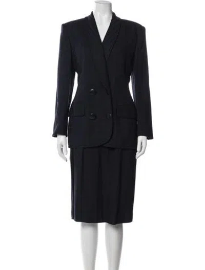 Pre-owned Dior Vintage Wool Skirt Suit In Blue