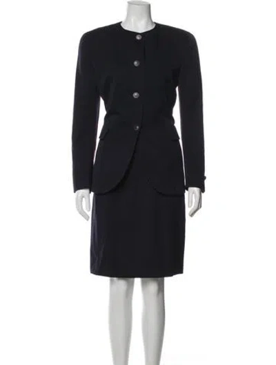 Pre-owned Dior Vintage Wool Skirt Suit In Blue