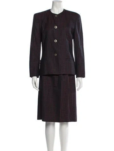 Pre-owned Dior Vintage Wool Skirt Suit In Burgundy