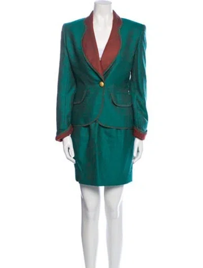 Pre-owned Dior Vintage Wool Skirt Suit In Green